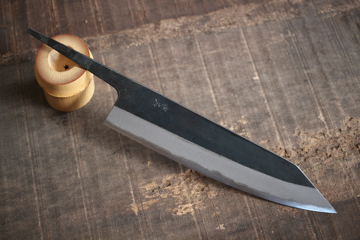 Blue-2 blackened finish small kitchen knife walnut handle – 徳蔵刃物 TOKUZO  KNIVES