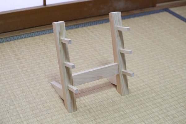 ibuki Japanese hinoki cypress wooden knife stand display shelf holder tower rack kit for 3 knives