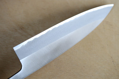 Neu eingetroffen: Kosuke Muneishi Handgeschmiedetes, blankes Gyuto-Messer mit blauer, mit Stahl Nr. 2 beschichtetem rostfreiem Stahl