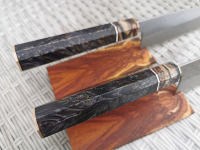 Custom chef Gyuto Nakiri knives Exquisitely crafted and beautiful handle from Lillen H, Sweden.