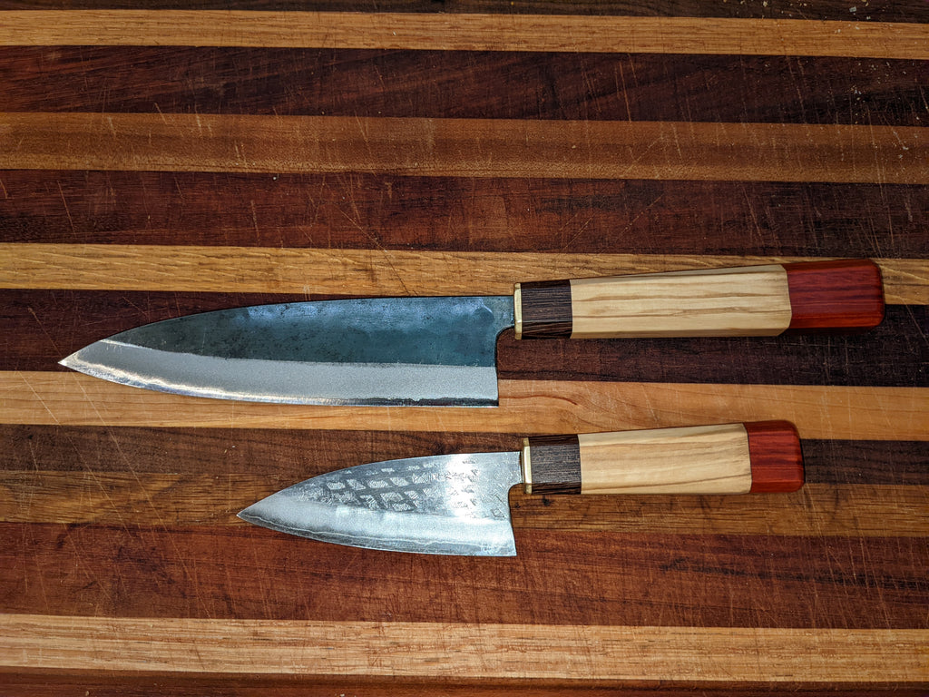 Couteaux de chef à manche combiné en bois sur mesure Photo client de Philip.  A, États-Unis