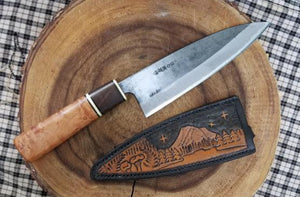 Custom Santoku knife with special leather saya, Customer Picture from Jake. W,United States