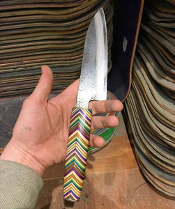 Custom Santoku knife handle made from upcycled skateboards! Customer Picture from D.E United Kingdom