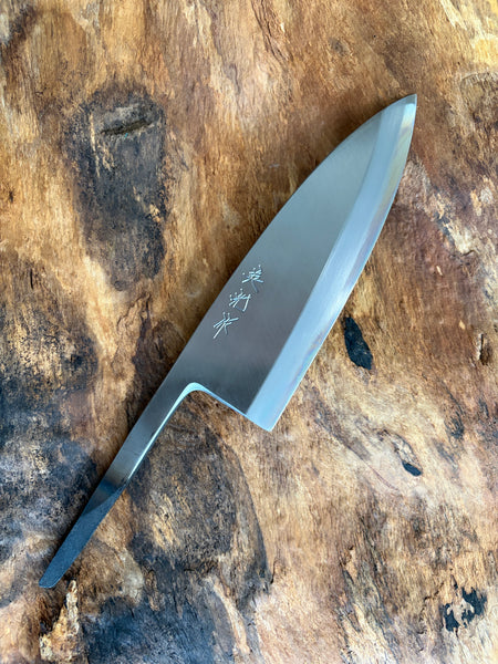 ibuki tanzo Sasaoka blankt blad smidd blå #2 stål Deba kniv 150mm