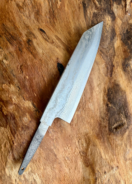 outlet Nickel Damascus Hand forged Ginsan Okeya Kiritsuke Santoku knife blank blade 165mm