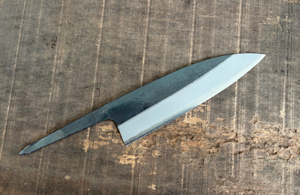 Kosuke Muneishi Hand forged blank blade Blue #2 steel Kurouchi Santoku knife 165mm