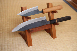 ibuki Japanese Yama Sakura wooden knife stand display shelf holder rack kit for 2 knives outlet