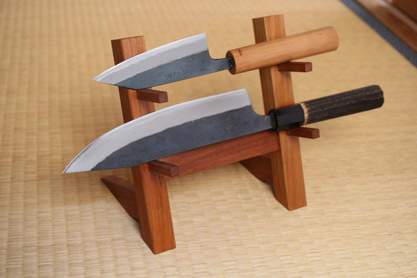 ibuki Japanese Yama Sakura wooden knife stand display shelf holder rack kit for 2 knives