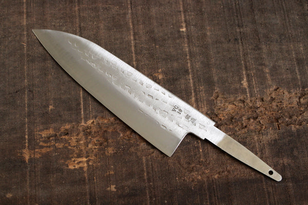 Ibuki hammered VG-10 hoja en blanco Santoku Custom knife Making 165mm push tang