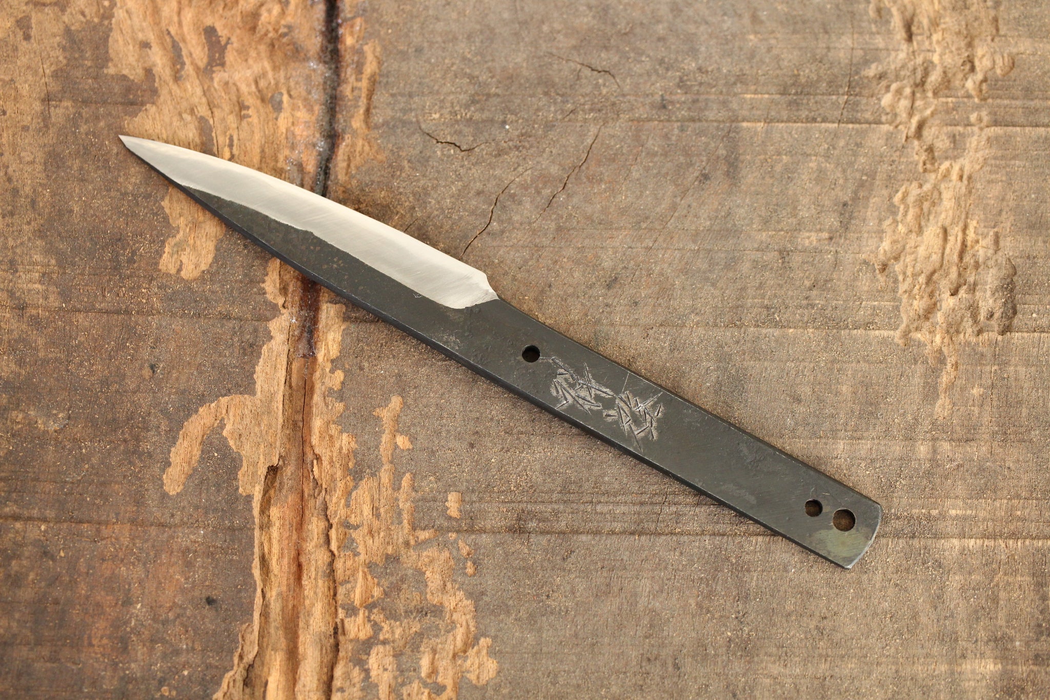 Shokei Blankoklinge Custom Messerherstellung Kurouchi weiß 2 Stahl Full Tang Messer 78mm