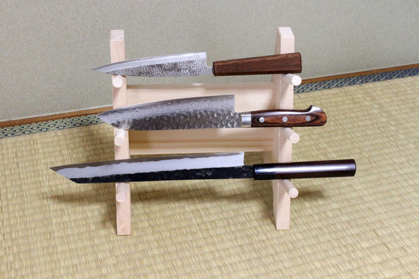 Support de porte-couteaux en bois japonais porte-étendoir tour pour 3 couteaux
