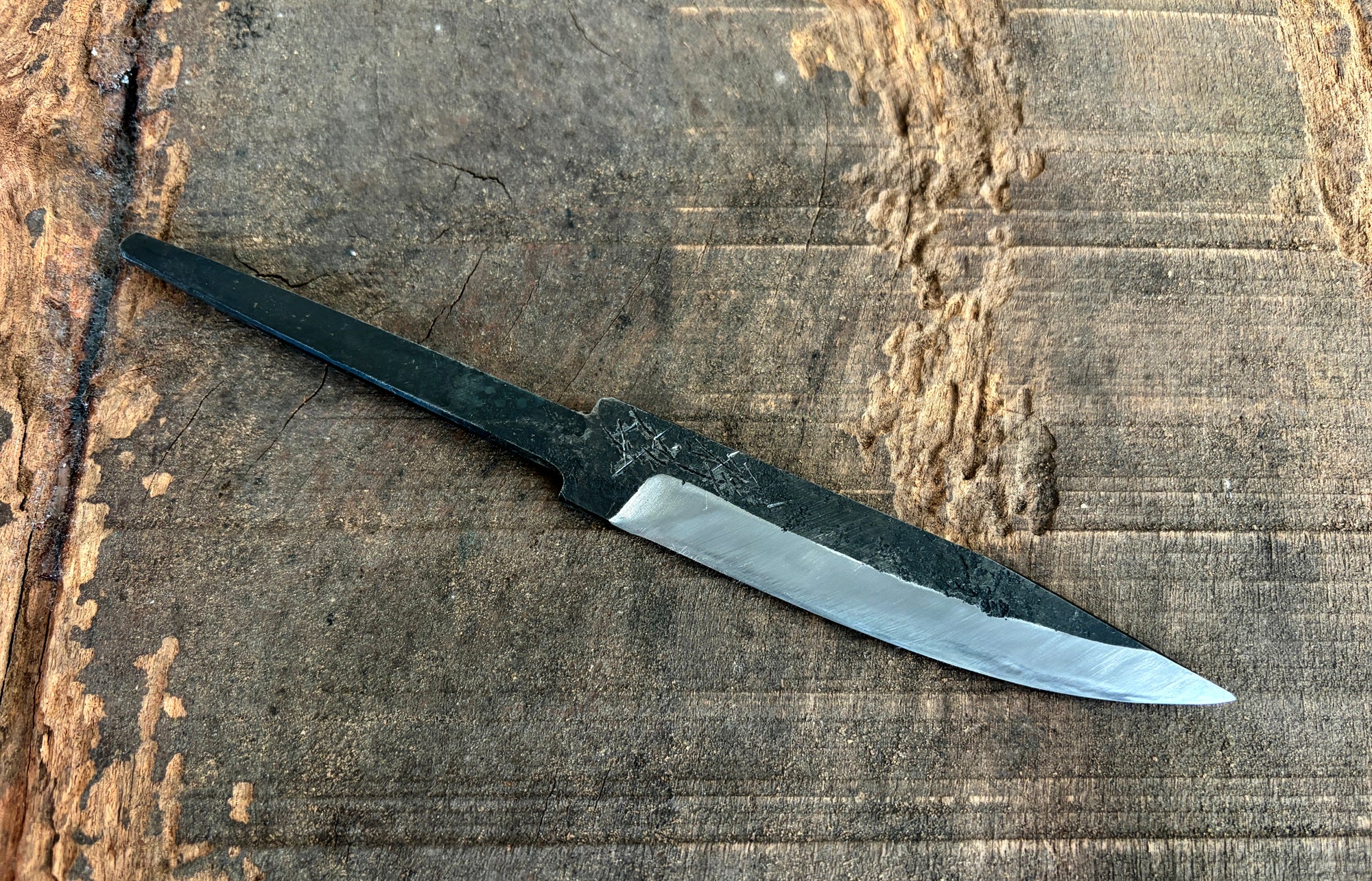 Shokei blankt blad Kurouchi hvit 2 stål Tanto fast blad katana kniv 95 mm