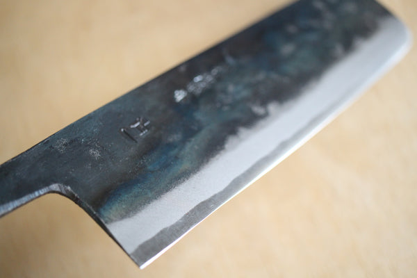 Ibuki Tanzo Blanko-Klinge, geschmiedet, blauer Nr. 1-Stahl, Kurouchi-Nakiri-Messer, 165 mm