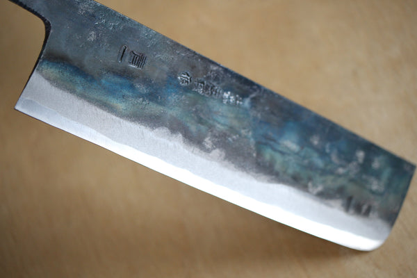 Ibuki tanzo blad smedet blå #1 stål Kurouchi Nakiri kniv 165mm