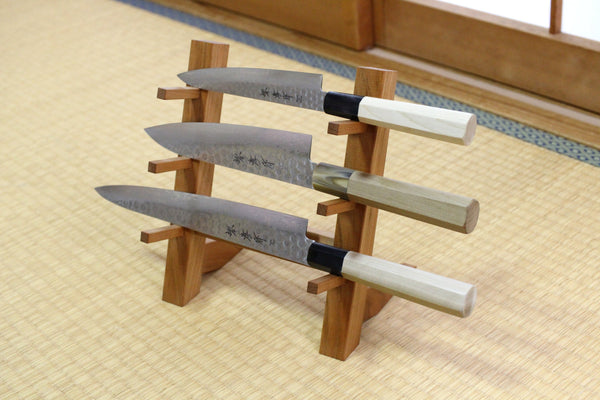 Outlet Ibuki Japanischer Yama Sakura Messerständer aus Holz, Ausstellungsregal, Turmregal-Set für 3 Messer