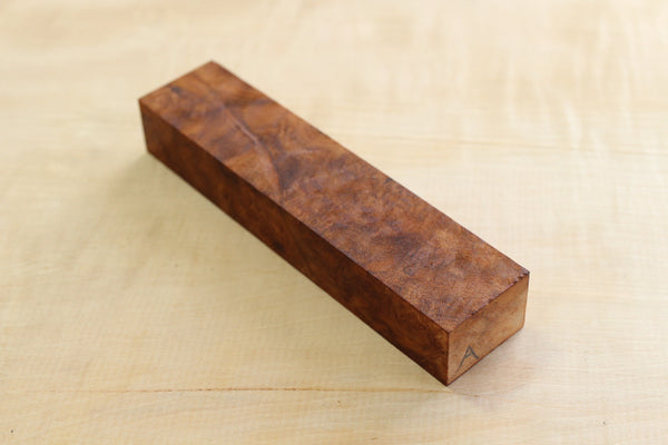 Cuchillo de madera japonés canela camphora gnarl mango de cuchillo en blanco A 141 x 32 x 22 mm