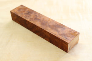 Cuchillo de madera japonés canela camphora gnarl mango de cuchillo en blanco E 142 x 31 x 22 mm