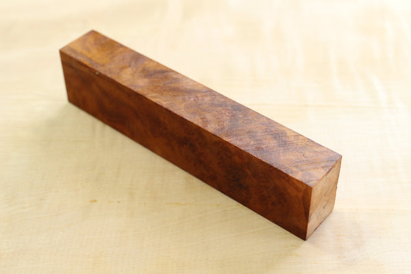 Cuchillo de madera japonés canela camphora gnarl mango de cuchillo en blanco E 142 x 31 x 22 mm