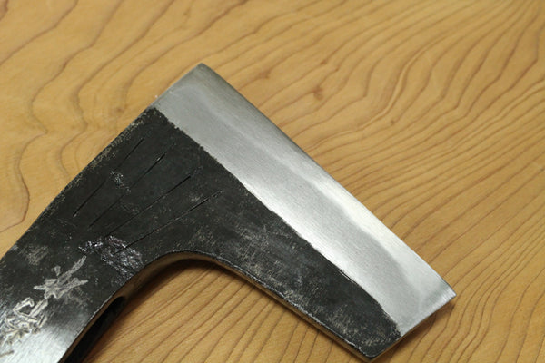 Cuchillo de hacha japonés en blanco Hacha Hidetsune forjado a mano blanco #2 acero Tebatsuri 550