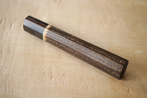 Japanese burned chestnut octagon wooden Wa handle blank ebony bolster 140mm