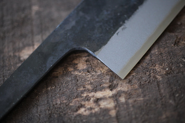 Kosuke Muneishi Hånd smedet blankblad Blå #2 stål Kurouchi Sashimi kniv pålægsmaskine 240mm