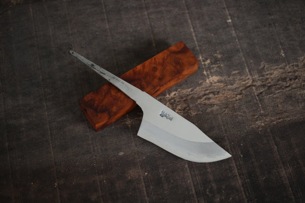Kurotori Ginsan Custom Hunting Blade Messerbausatz 90 mm Cinnamonum Camphora Gnarl Wood