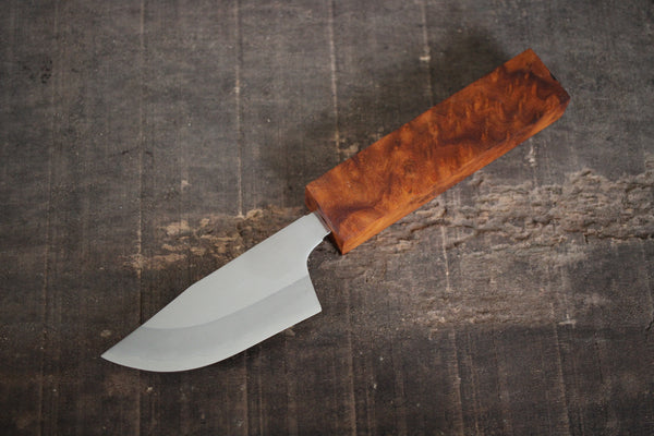 Kurotori Ginsan Custom Hunting Blade Messerbausatz 90 mm Cinnamonum Camphora Gnarl Wood