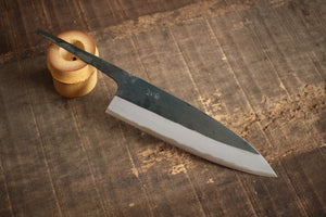 Kosuke Muneishi Håndsmedet blankt blad Blå #2 stål Kurouchi Funayuki Gyuto kniv 185mm