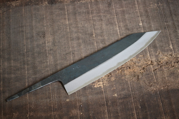 Kosuke Muneishi Håndsmedet blankt blad Blå #2 stål Kurouchi Kiritsuke Gyuto kniv 215mm