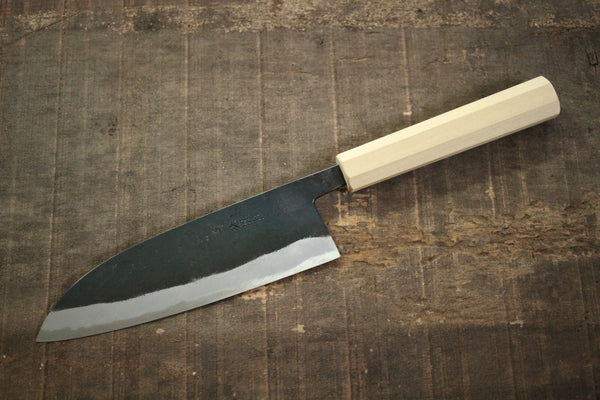 Daisuke Nishida hand forged white #1 steel blank blade Kurouchi wide Santoku 185mm