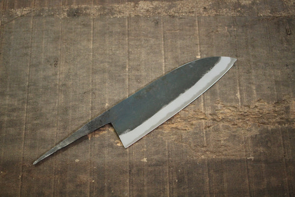 Daisuke Nishida hand forged white #1 steel blank blade Kurouchi wide Santoku 180mm