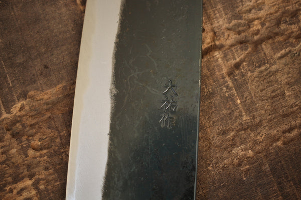 Daisuke Nishida handgeschmiedete weiße #1 Stahlrohlingsklinge Kurouchi breites Santoku 185 mm
