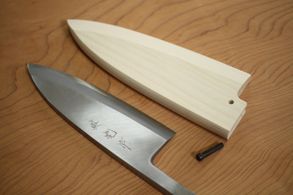 Magnolia wooden Saya Cover Knife Sheath for Deba 150 mm with ebony wood pin