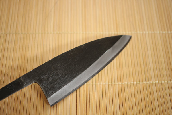 Ibuki couteau droit Deba Blanc #2 acier kurouchi lame vierge 120mm