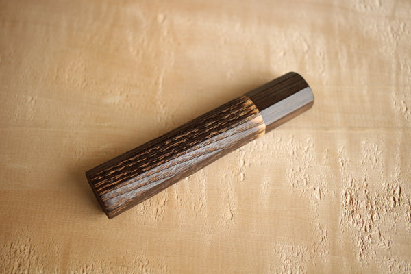 Japanese burned chestnut octagon wooden Wa handle blank ebony bolster 125mm
