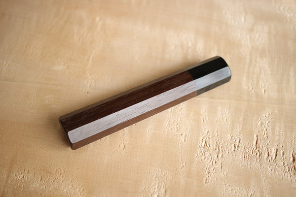 Achteckiger Wa-Griff aus Shitan-Holz, blank, japanische Schichtholzbacke, 140 mm