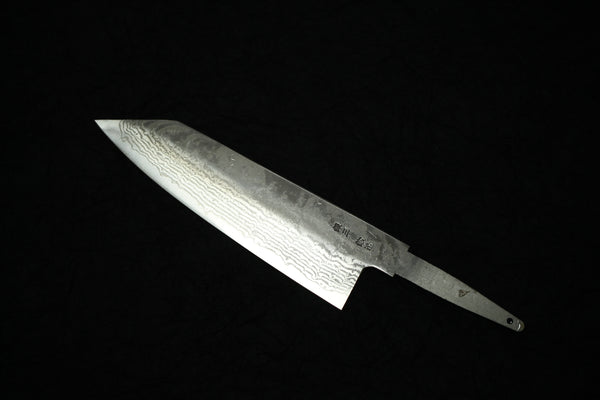 Nikkel Damaskus Håndsmedet Ginsan Okeya Kiritsuke Santoku kniv blankt blad 165mm