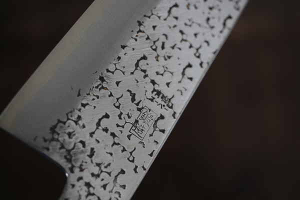 Ibuki Aogami superblauer Stahl stark gehämmert Kiritsuke Gyuto Messer Blankoklinge 185 mm