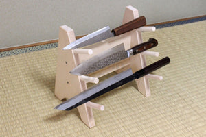 Japanese wooden knife stand display holder tower rack kit for 3 knives trapezoid