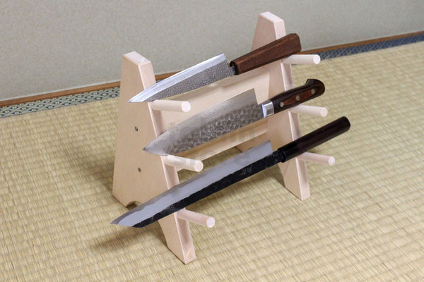 Japansk træ knivstativ display holder tårnstativ til 3 knive