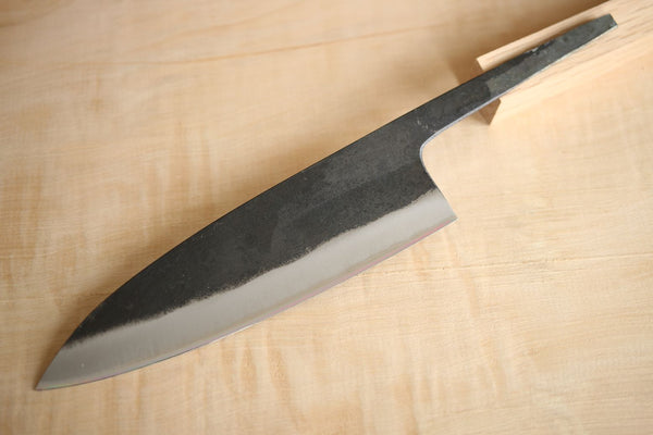Kosuke Muneishi Håndsmedet blankt blad Blå #2 stål Kurouchi Santoku kniv 165mm