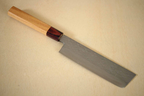Japansk Zelkova octagon træ kniv wa håndtag blank mahogni bolster 140mm