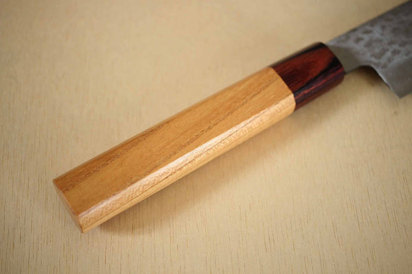 Japanese Zelkova octagon wooden knife wa handle blank Mahogany bolster 140mm