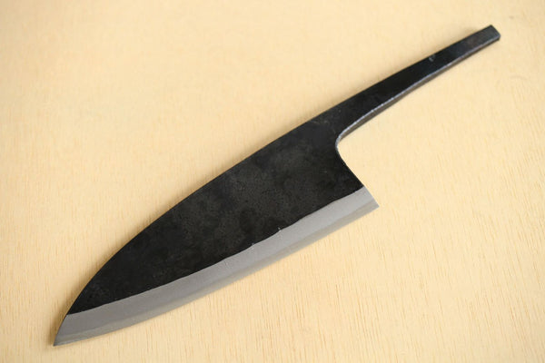 Kosuke Muneishi Håndsmedet blankt blad Blå #2 stål Kurouchi Deba kniv 150mm