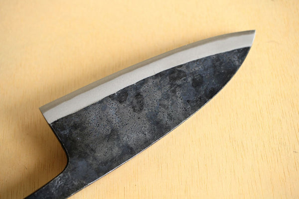 Kosuke Muneishi Lame vierge forgée à la main Couteau Kurouchi Deba en acier bleu #2 150mm