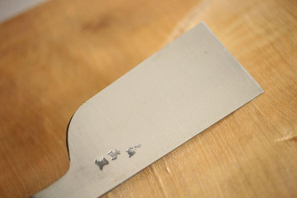 Japansk læderkniv Håndsmedet Takao Shibano hamret blå 2 stål 36mm