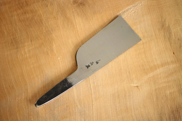 Japansk læderkniv Håndsmedet Takao Shibano hamret blå 2 stål 36mm