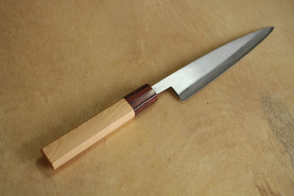 Japanisches Zelkova Achteck-Holzmesser mit Griff, blanker Mahagoni-Kolben, S 125 mm