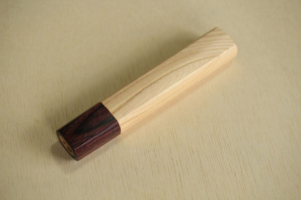 Cuchillo de madera octogonal japonés Zelkova wa mango en blanco Caoba bolster S 125mm