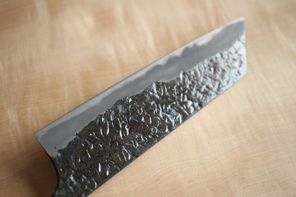 Kisuke Manaka blankblad Blå #2 stål Hånd smedet kasumi-hamret Kiritsuke Santoku kniv 170mm